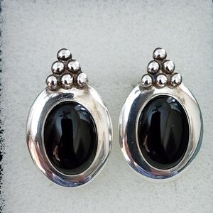 Black Onyx Sterling Earrings